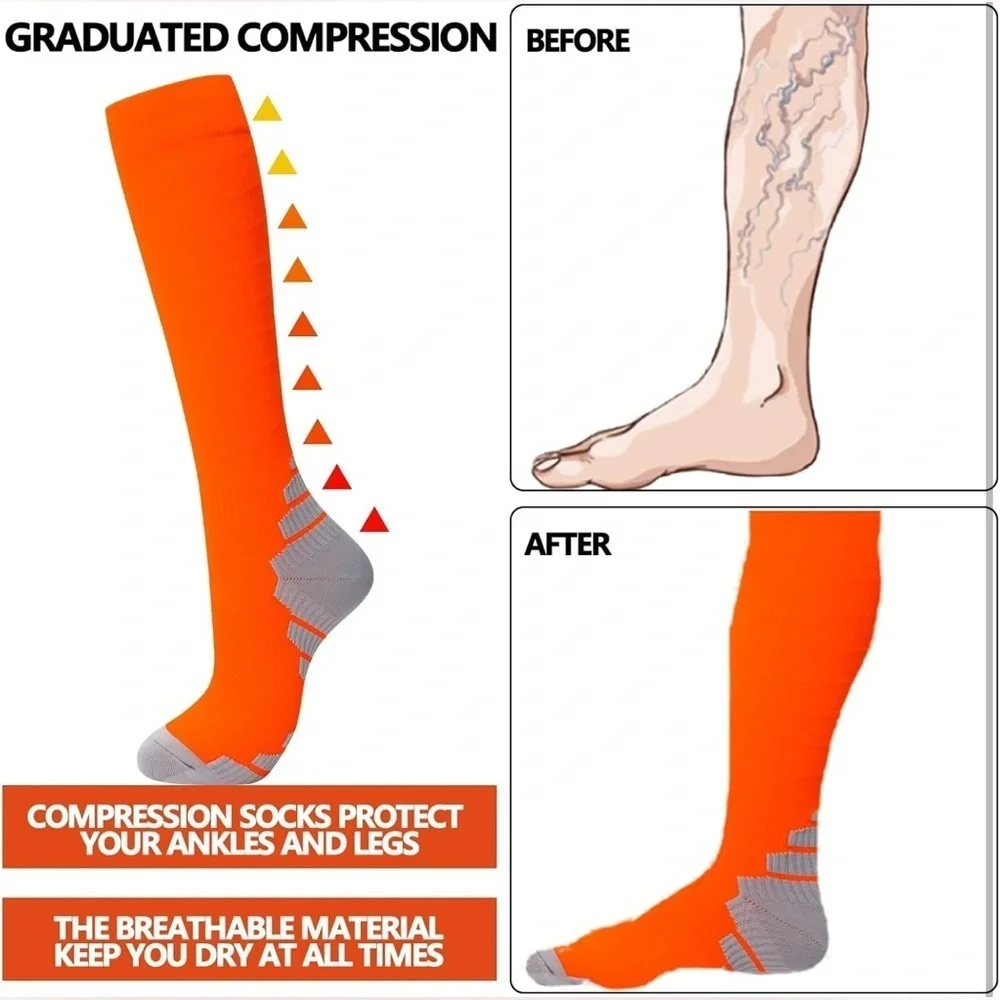 Sporty, Neon Compression Socks, 20-30mmHg compression (1 pair)